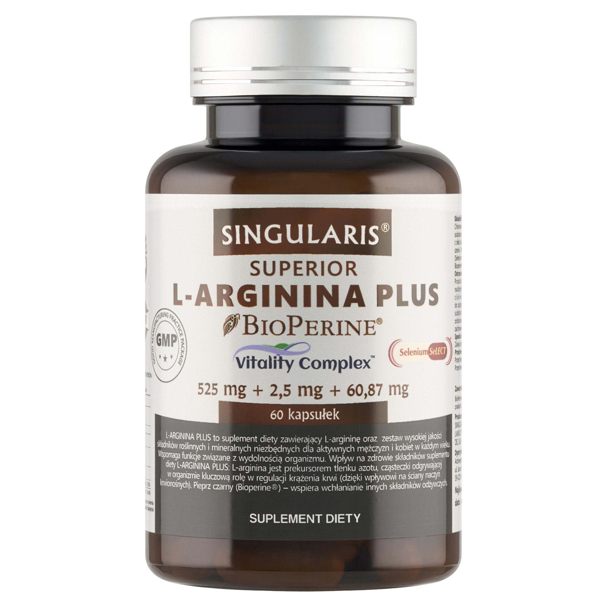 L-ARGININA PLUS 525 mg SINGULARIS® SUPERIOR 60 kapsułek
