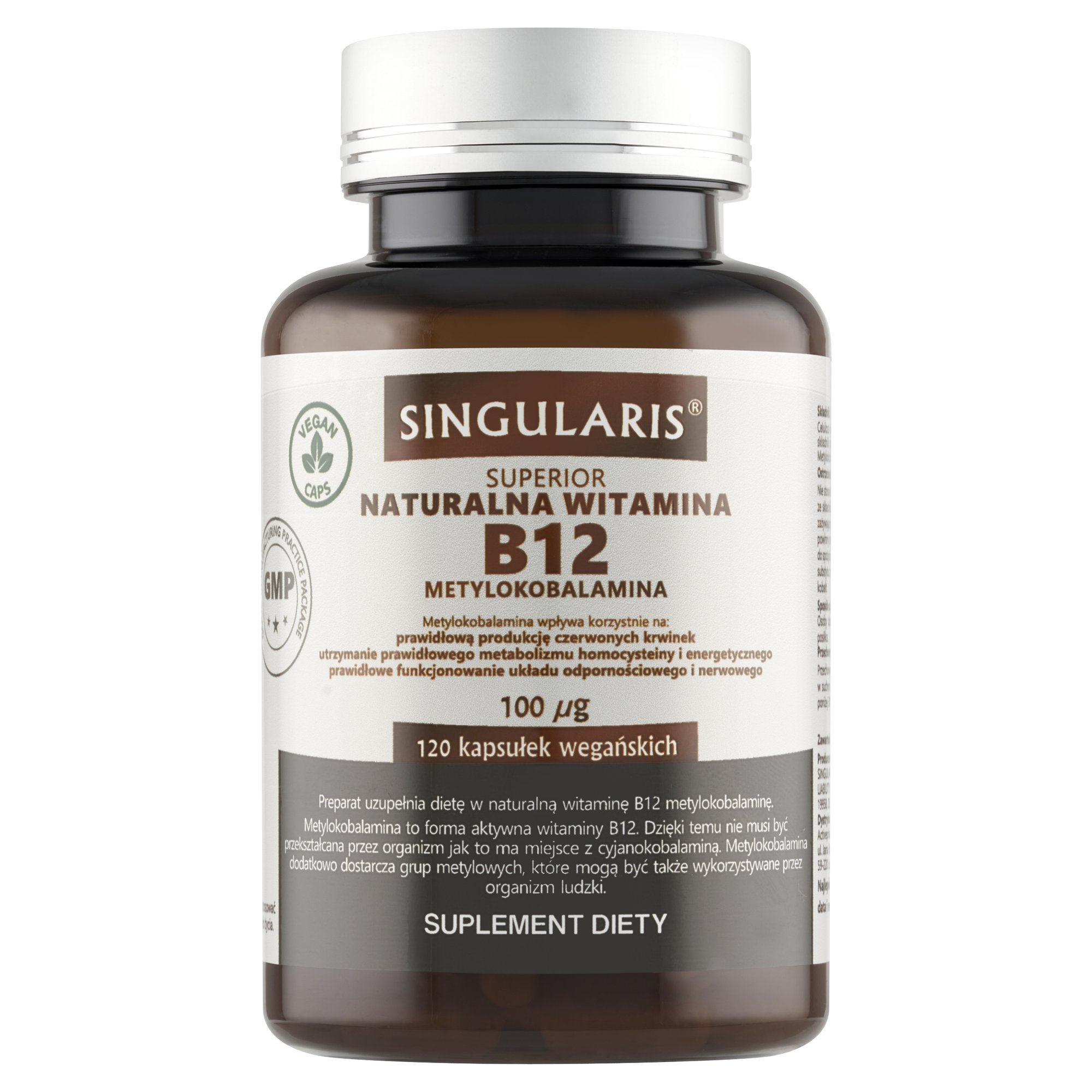 NATURALNA WITAMINA B12 100 mcg METYLOKOBALAMINA x 120 KAPS.