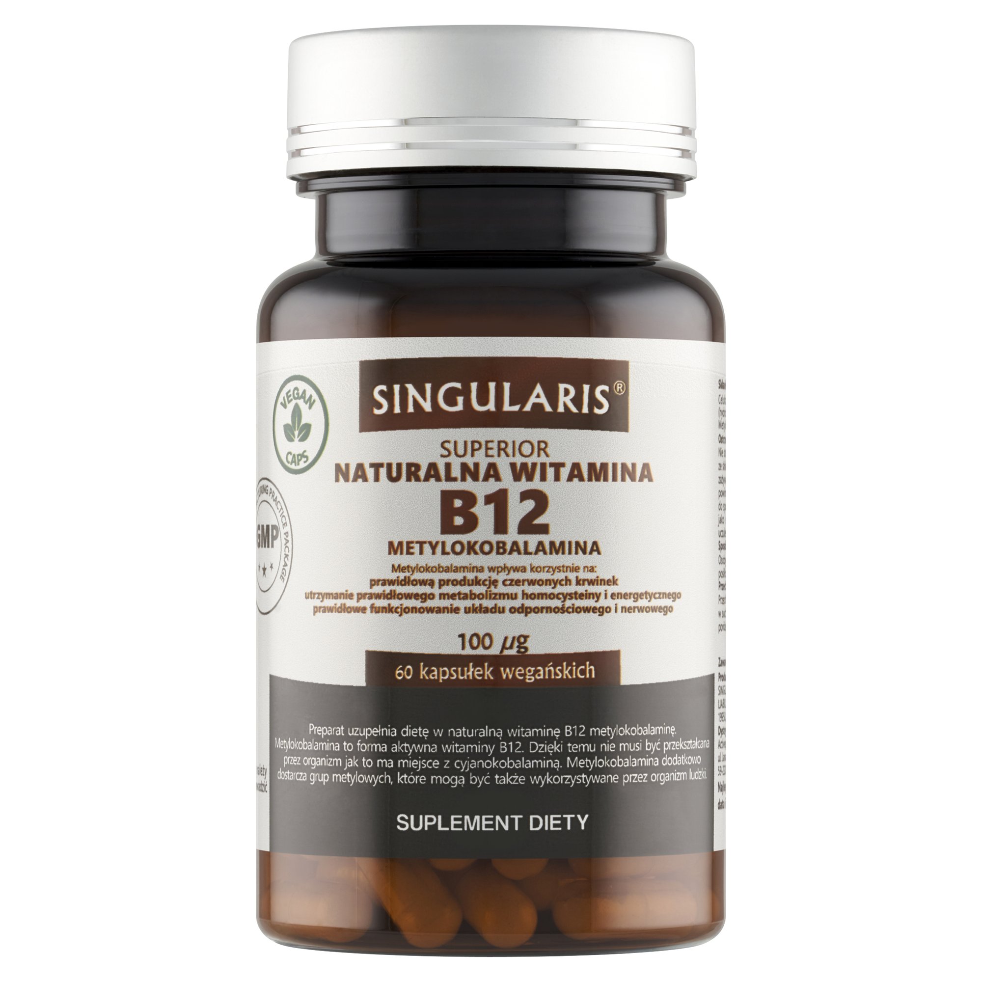 NATURALNA WITAMINA B12 100 mcg METYLOKOBALAMINA x 60 KAPS.