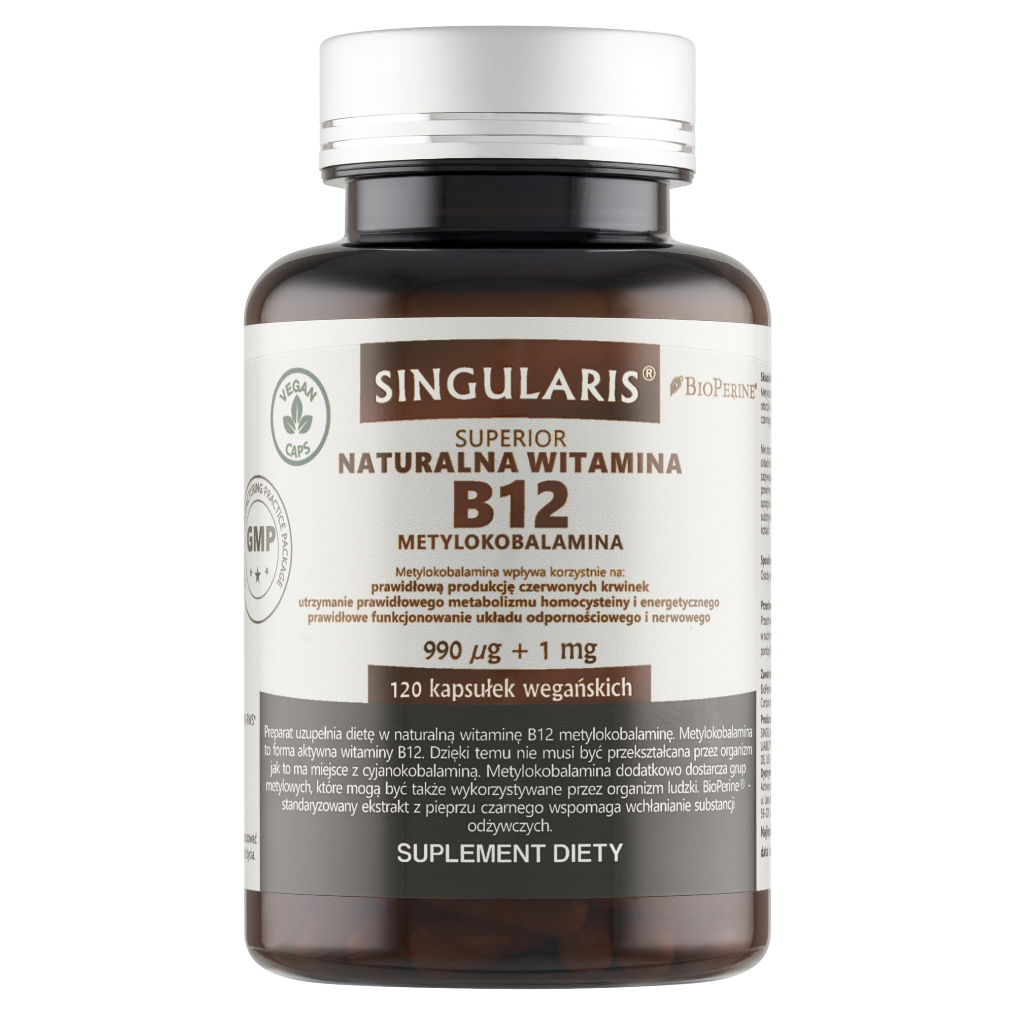 NATURALNA WITAMINA B12 990 mcg METYLOKOBALAMINA x 120 KAPS.