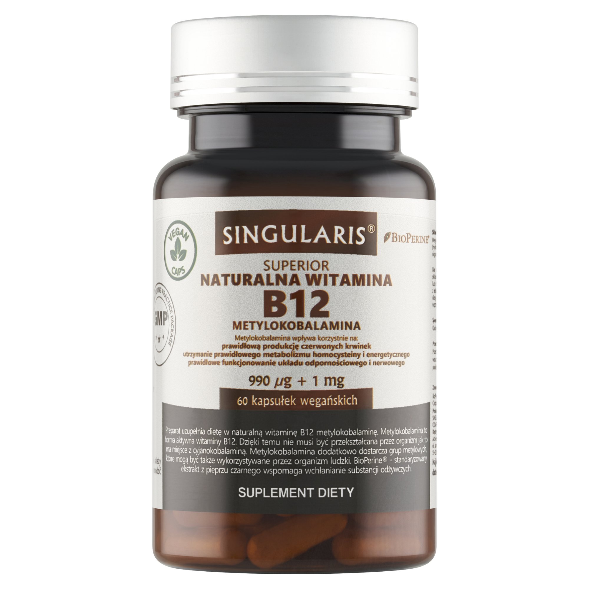 NATURALNA WITAMINA B12 990 mcg METYLOKOBALAMINA x 60 KAPS.