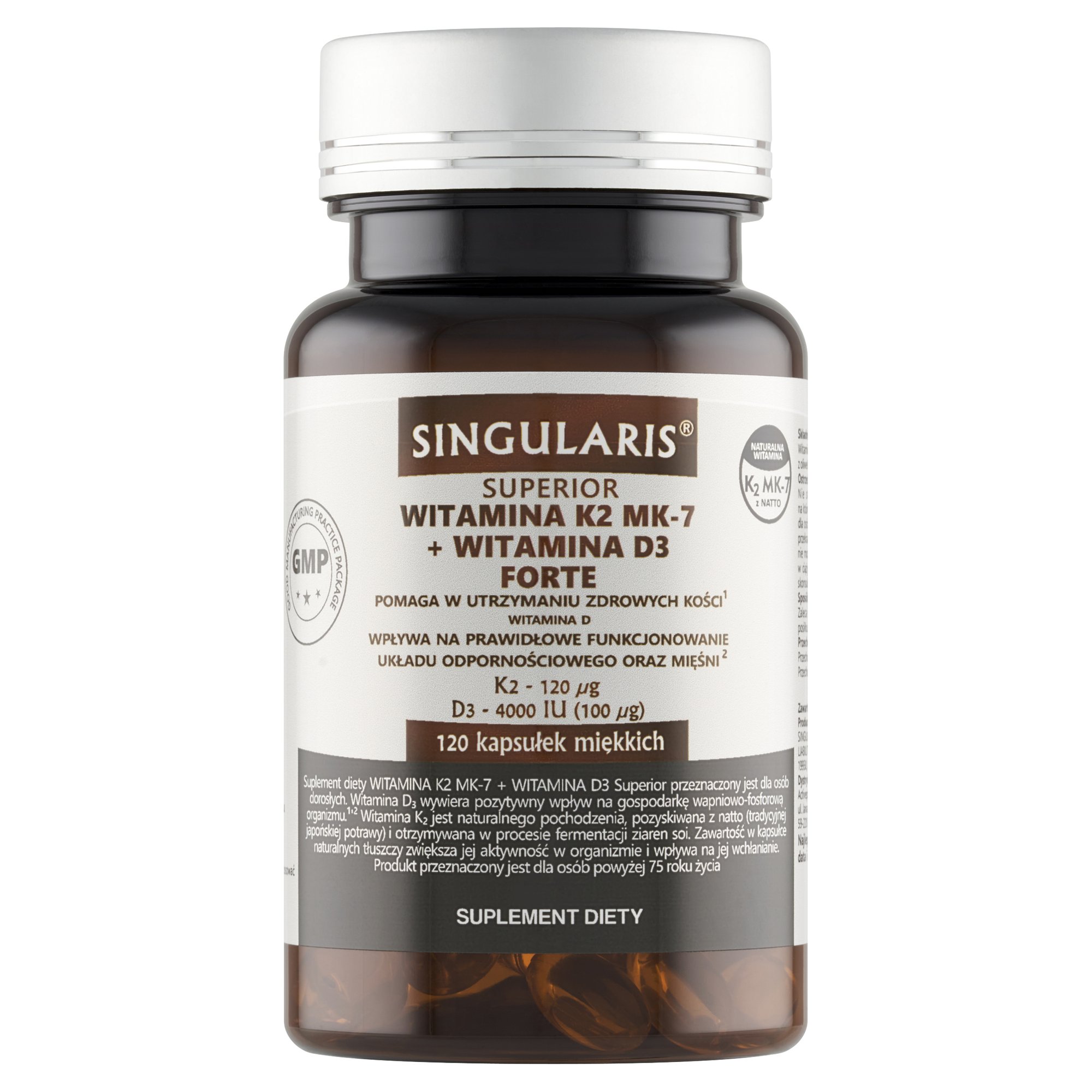 Witamina K2MK7 + Witamina D3 Forte 120 kaps. Singularis